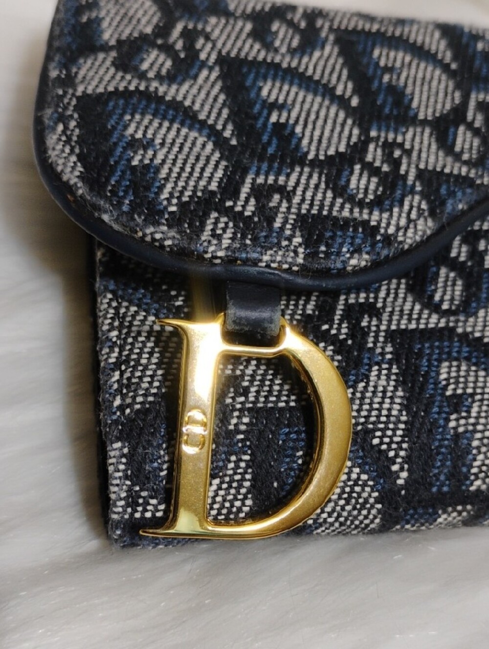 Christian Dior Navy Monogram Canvas Saddle Wallet W/Card - Picture 2 of 16